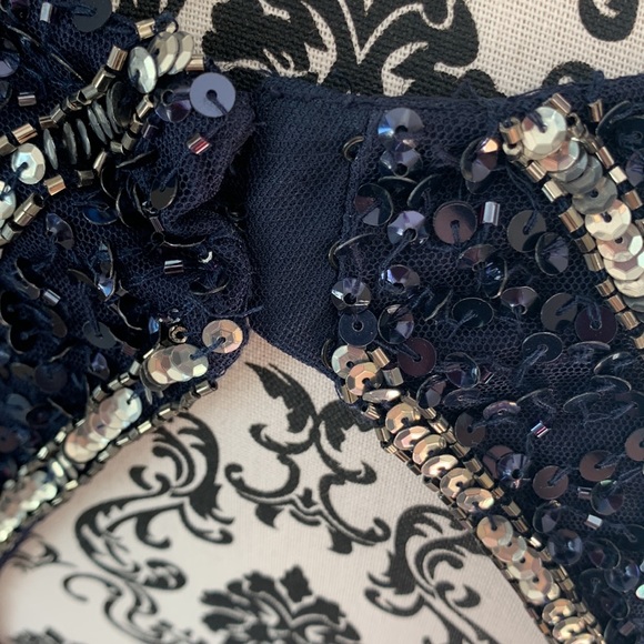 NWT Mother of the Bride beaded cap sleeve Navy Gown - Picture 12 of 15